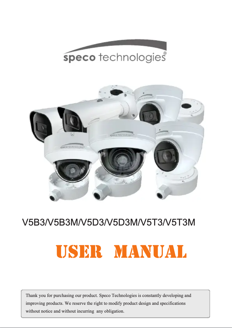 Page 1 de la notice Manuel utilisateur Speco Technologies V5T3