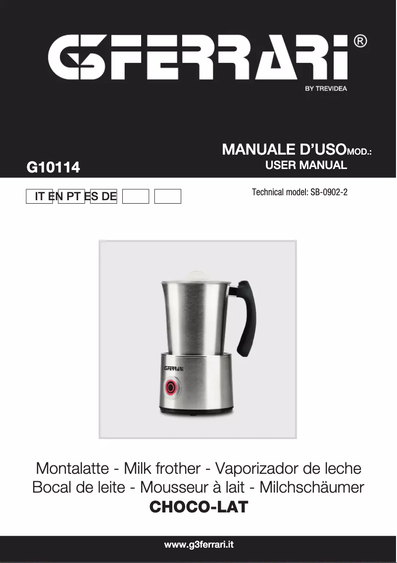 Page 1 de la notice Manuel utilisateur G3 Ferrari Choco-Lat G10114