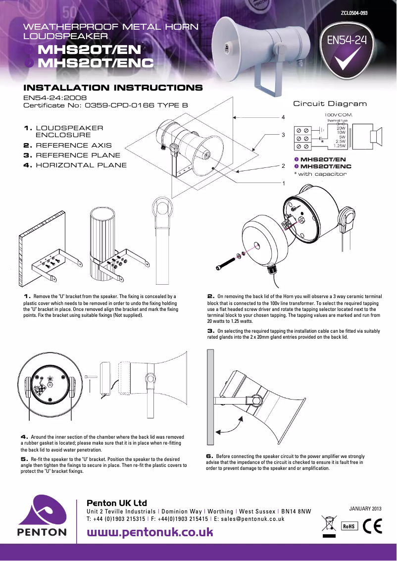 Image de la première page du manuel de l'appareil MHS20T/ENC