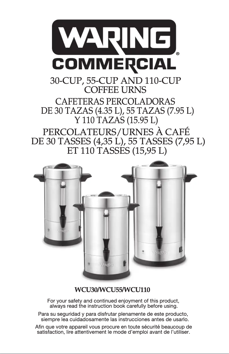 Page n°1 - Manuel utilisateur Waring Commercial WCU55