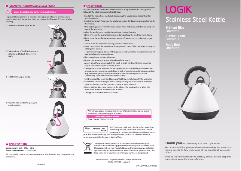 Página 1 del manual Manual de usuario Logik LC17PR12