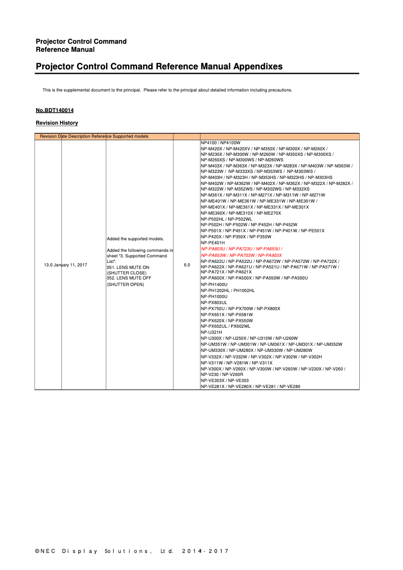 Image de la première page du manuel de l'appareil NP-PA803UL-41ZL