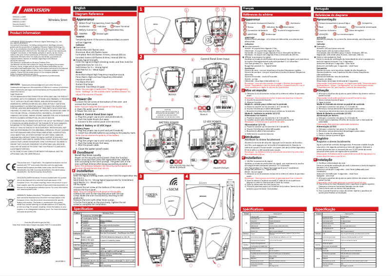 Image de la première page du manuel de l'appareil DS-PSG-WO-868