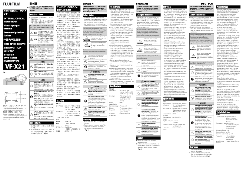 Page 1 de la notice Manuel utilisateur Fujifilm VF-X21