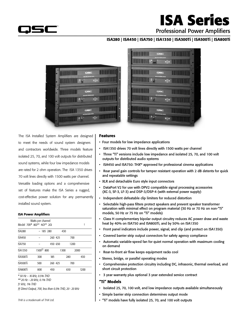 Page n°1 - Fiche technique QSC ISA750