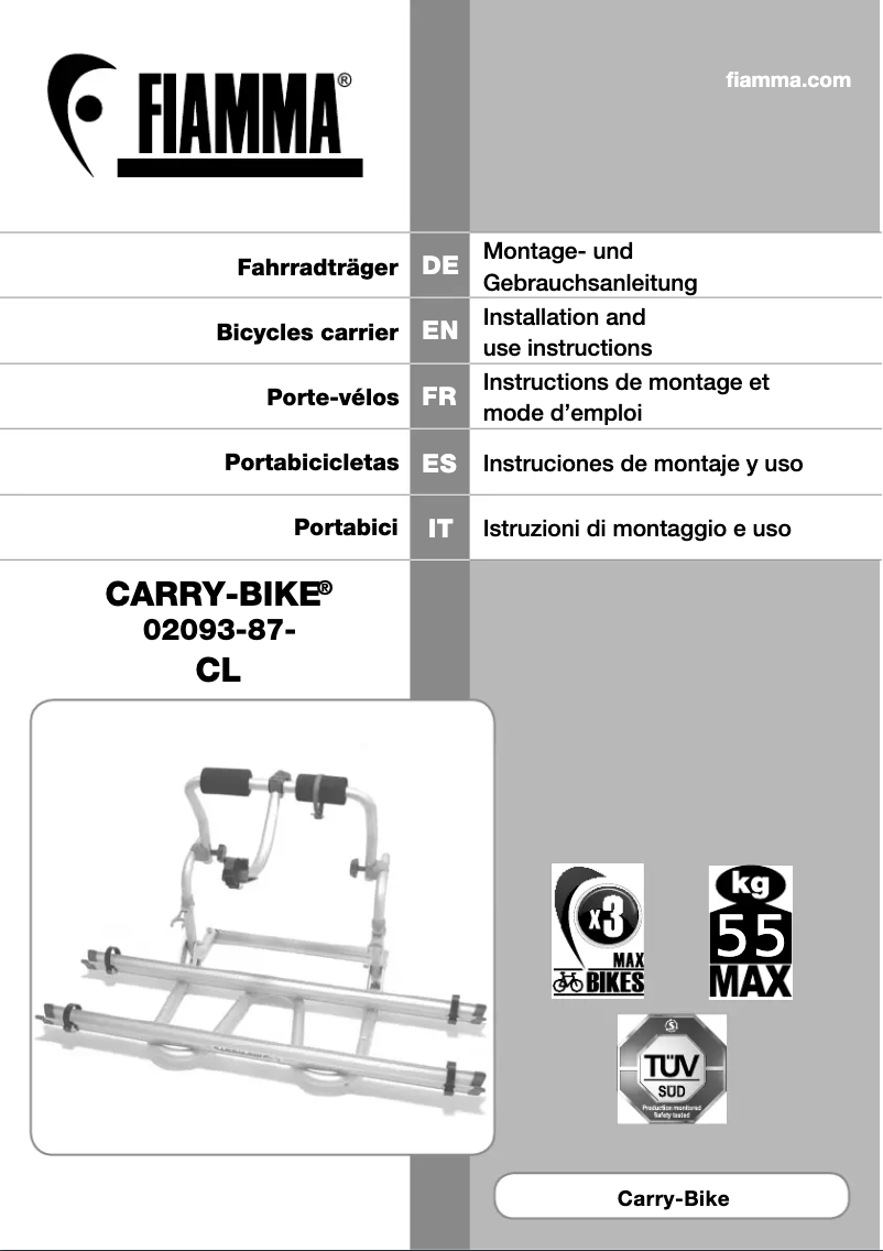 Page 1 de la notice Manuel utilisateur Fiamma Carry-Bike CL