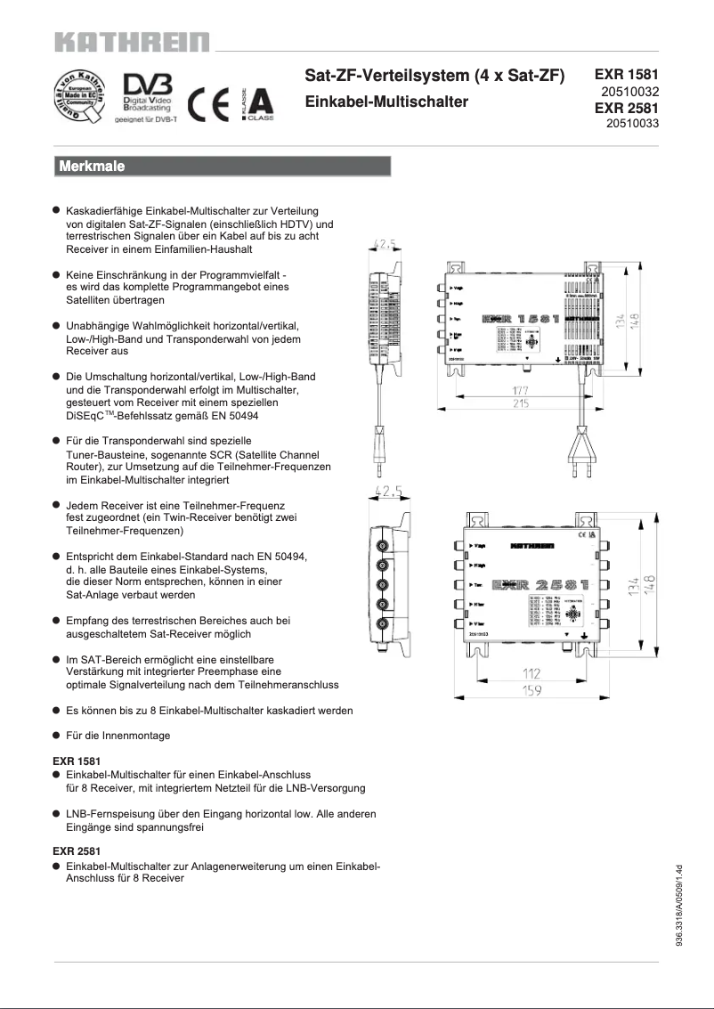 Page n°1 - Manuel utilisateur Kathrein EXR 1581