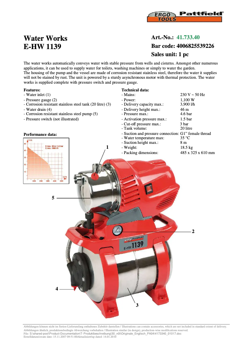 Image de la première page du manuel de l'appareil E-HW 1139