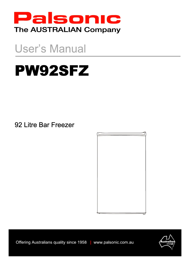 Page n°1 - Manuel utilisateur Palsonic PW92SFZ