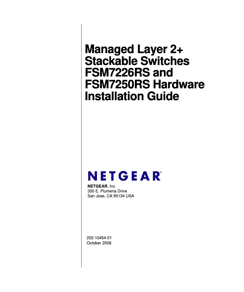 Page n°1 - Guide d'installation Netgear FSM7226RS