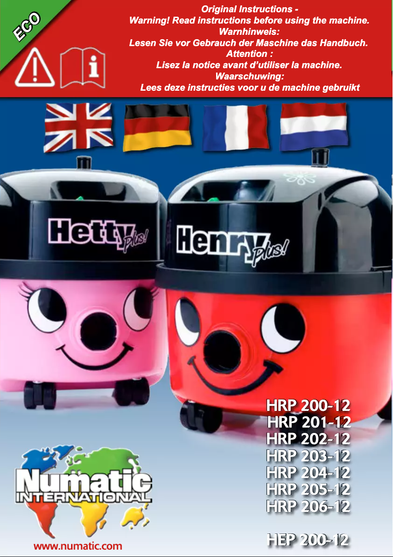 Page n°1 - Manuel utilisateur Numatic Henry Plus Eco HRP-204
