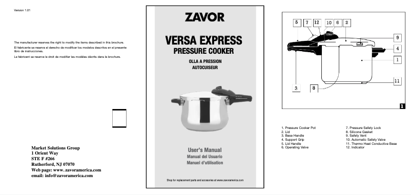 Image de la première page du manuel de l'appareil Versa Express ZCWRA01
