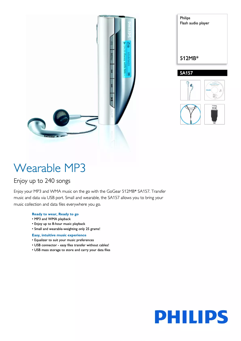 Page n°1 - Brochure Philips GoGear SA157