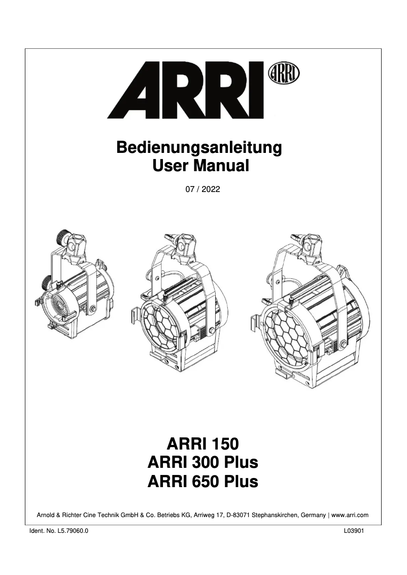Page 1 de la notice Manuel utilisateur ARRI 300 Plus