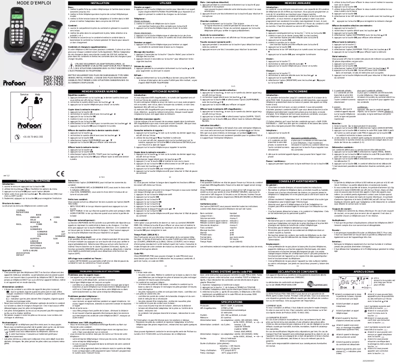Imagen de la primera página del manual del dispositivo PDX-7430