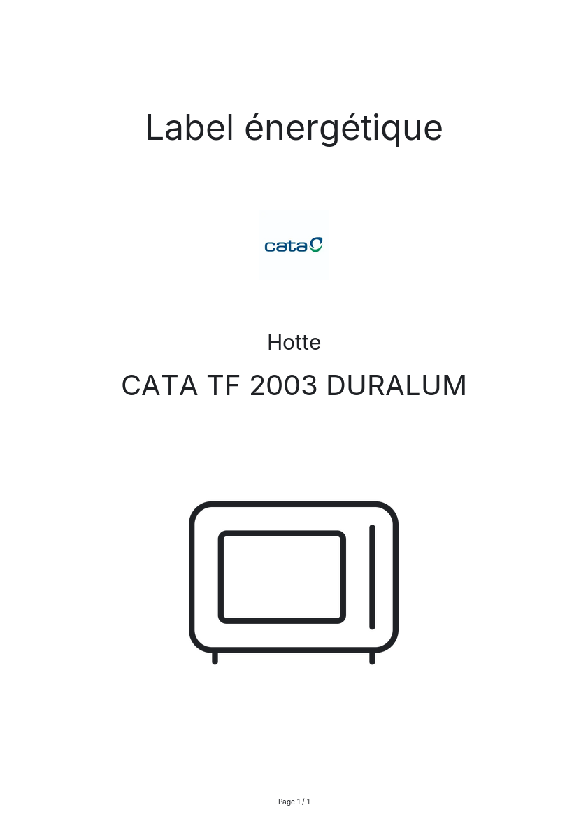 Page n°1 - Label énergétique CATA TF 2003 DURALUM