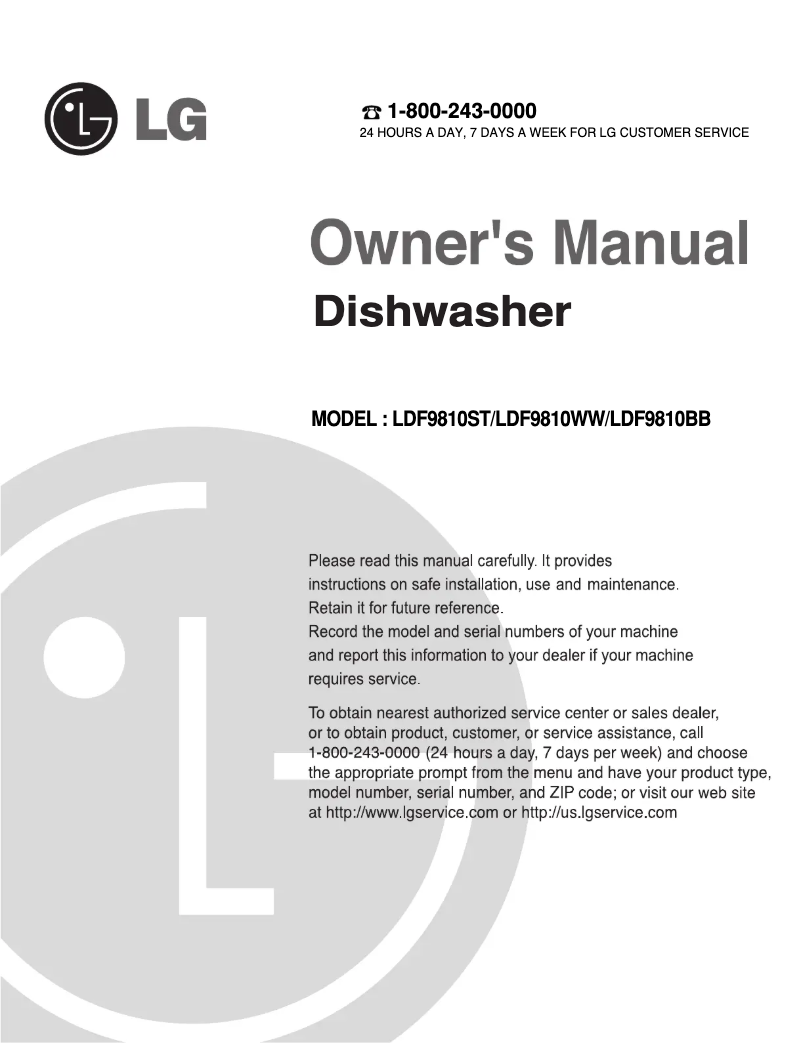 Image de la première page du manuel de l'appareil LDF9810TB