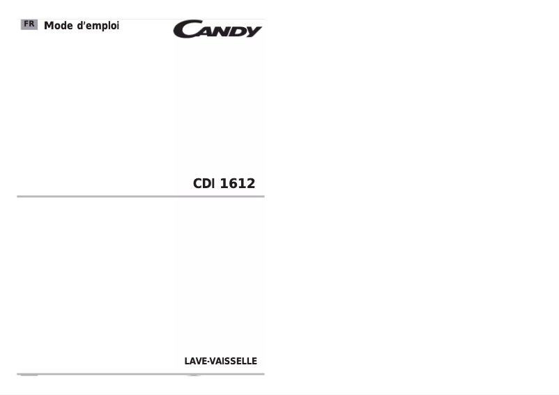 Page n°1 - Manuel utilisateur Candy CDI 1612-47