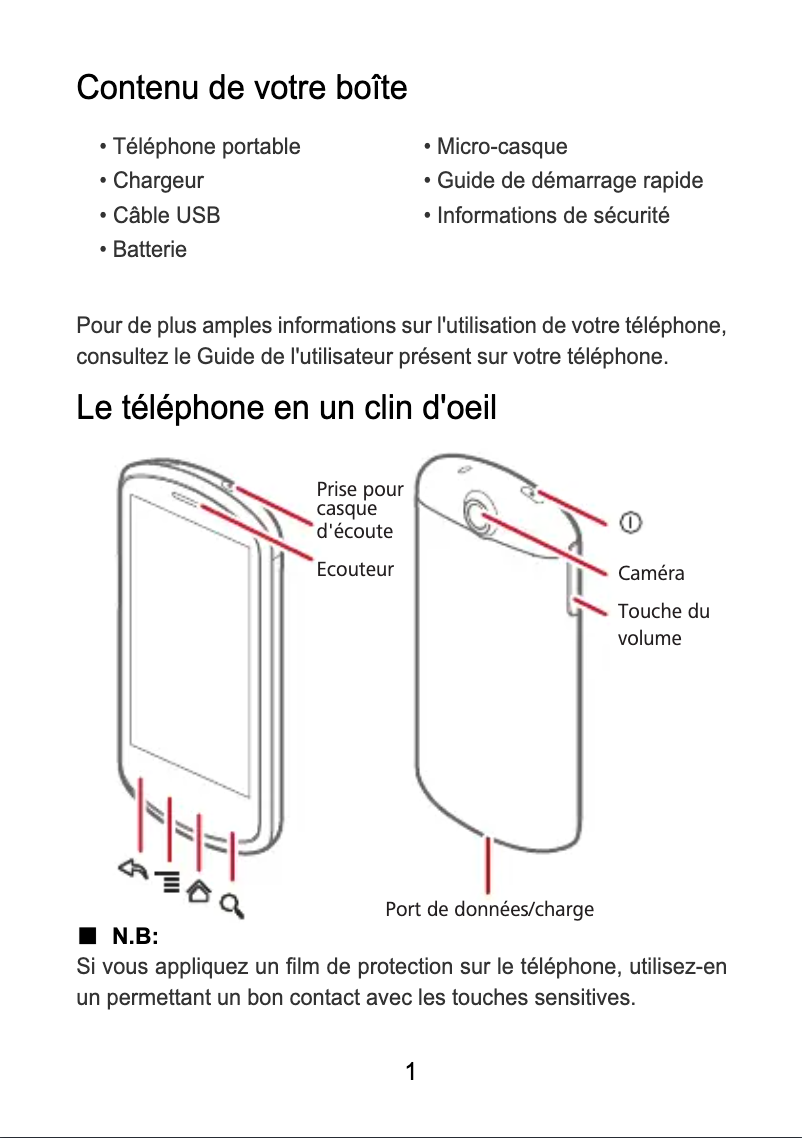 Page 1 de la notice Manuel utilisateur Huawei Impulse 4G