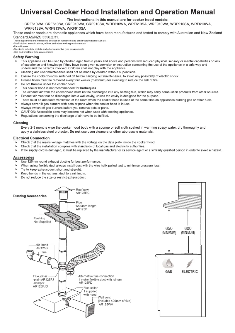 Page n°1 - Manuel utilisateur Chef CRF610SA