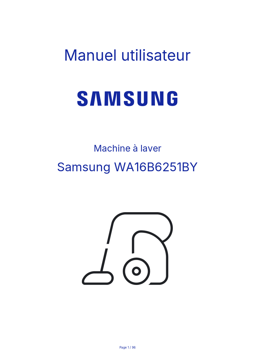 Page n°1 - Manuel utilisateur Samsung WA16B6251BY