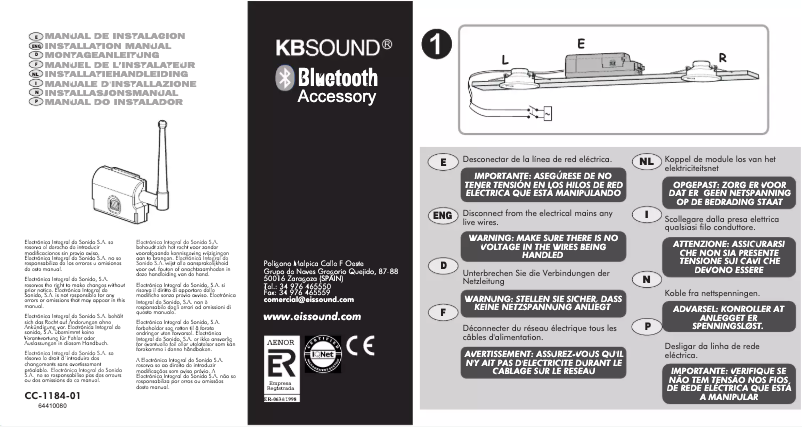 Page 1 de la notice Manuel utilisateur Eissound KBSound Space