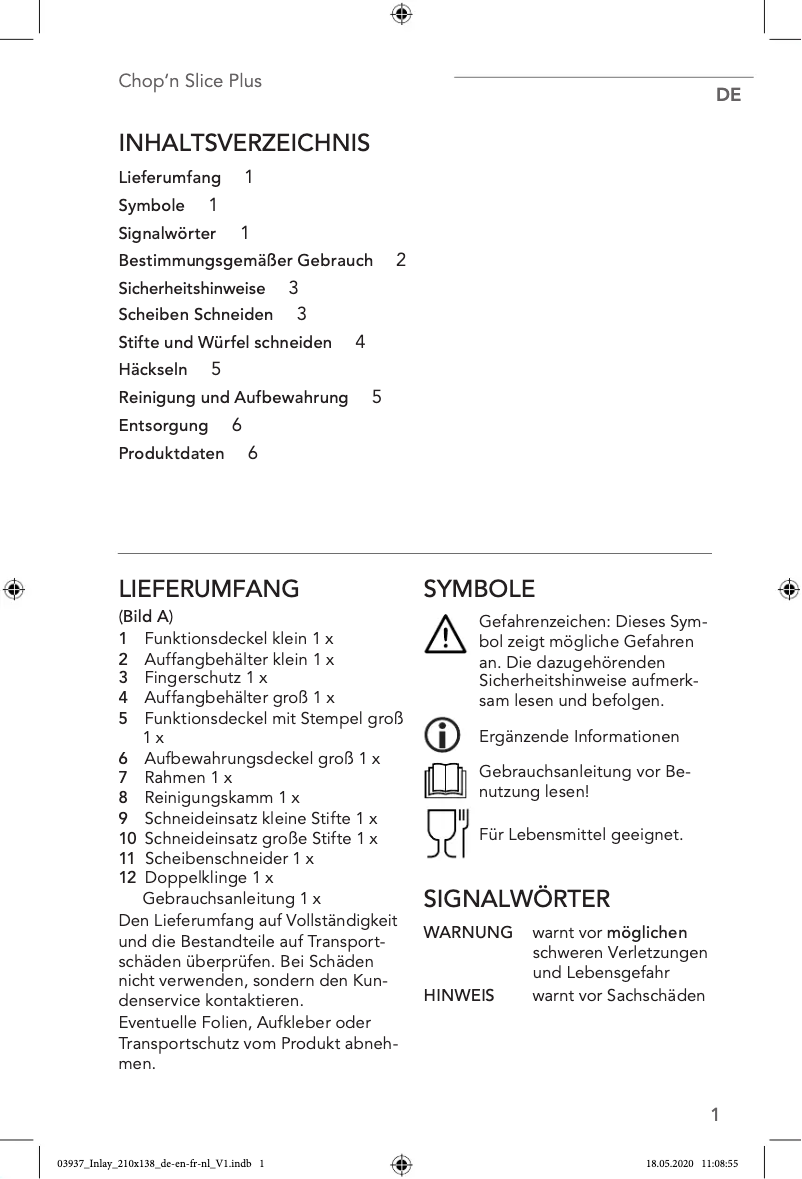 Page 1 de la notice Manuel utilisateur Maxxmee Chop n Slice