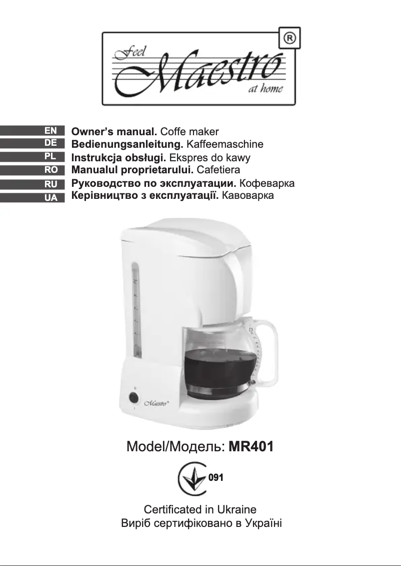 Page 1 de la notice Manuel utilisateur Maestro MR401