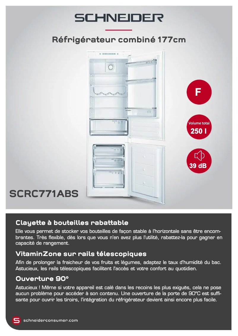 Page 1 de la notice Fiche technique Schneider SCRC771ABS
