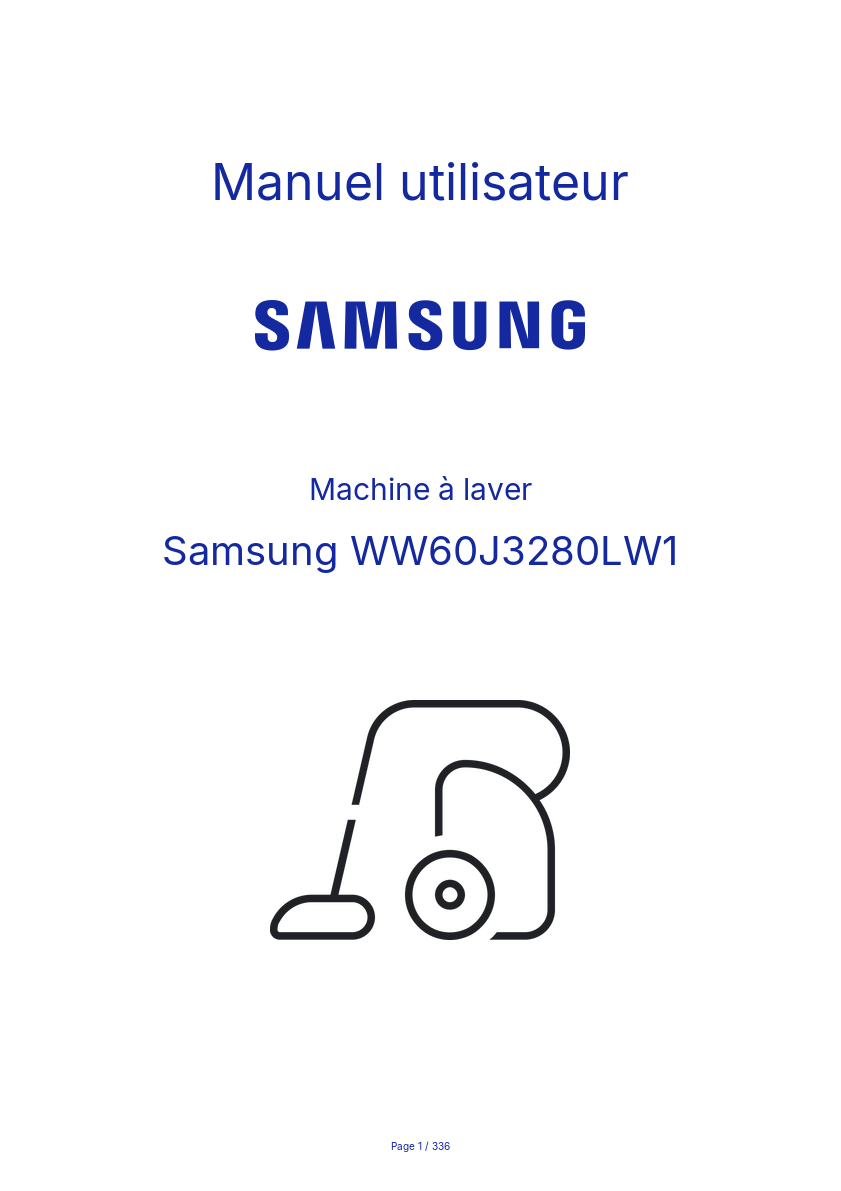 Page n°1 - Manuel utilisateur Samsung WW60J3280LW1