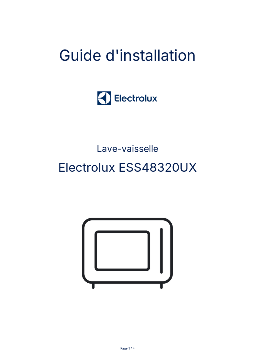 Image de la première page du manuel de l'appareil ESS48320UX