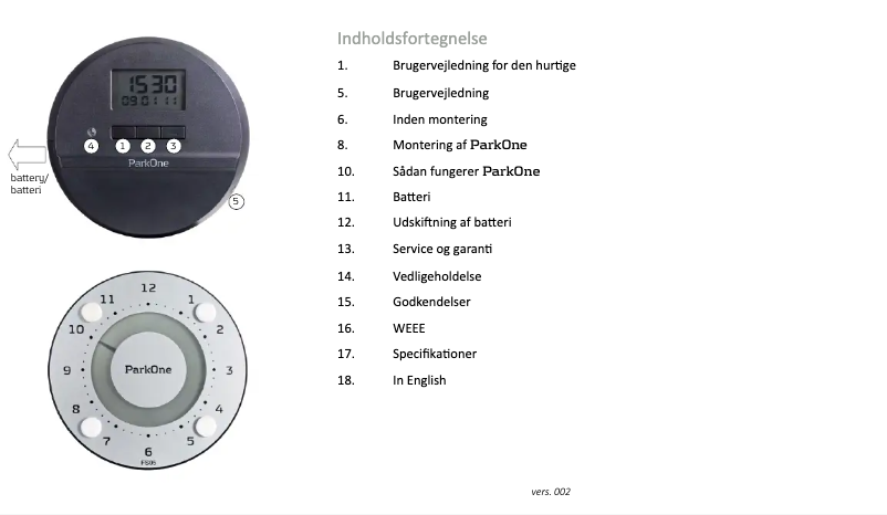 Page n°1 - Manuel utilisateur Needit ParkOne FS05