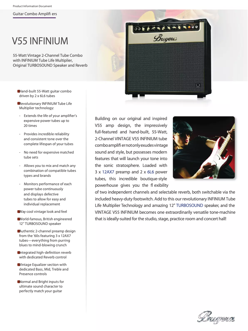 Page n°1 - Fiche technique Bugera V55 Infinium