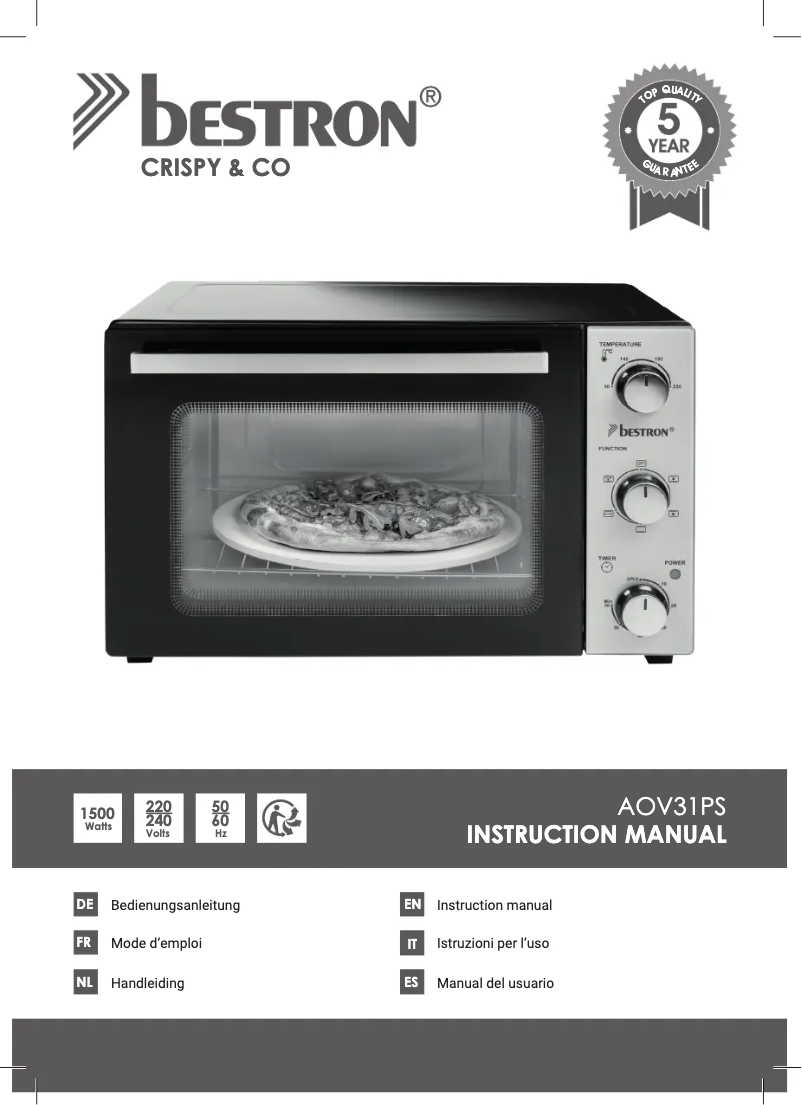 Page 1 de la notice Manuel utilisateur Bestron AOV31PS