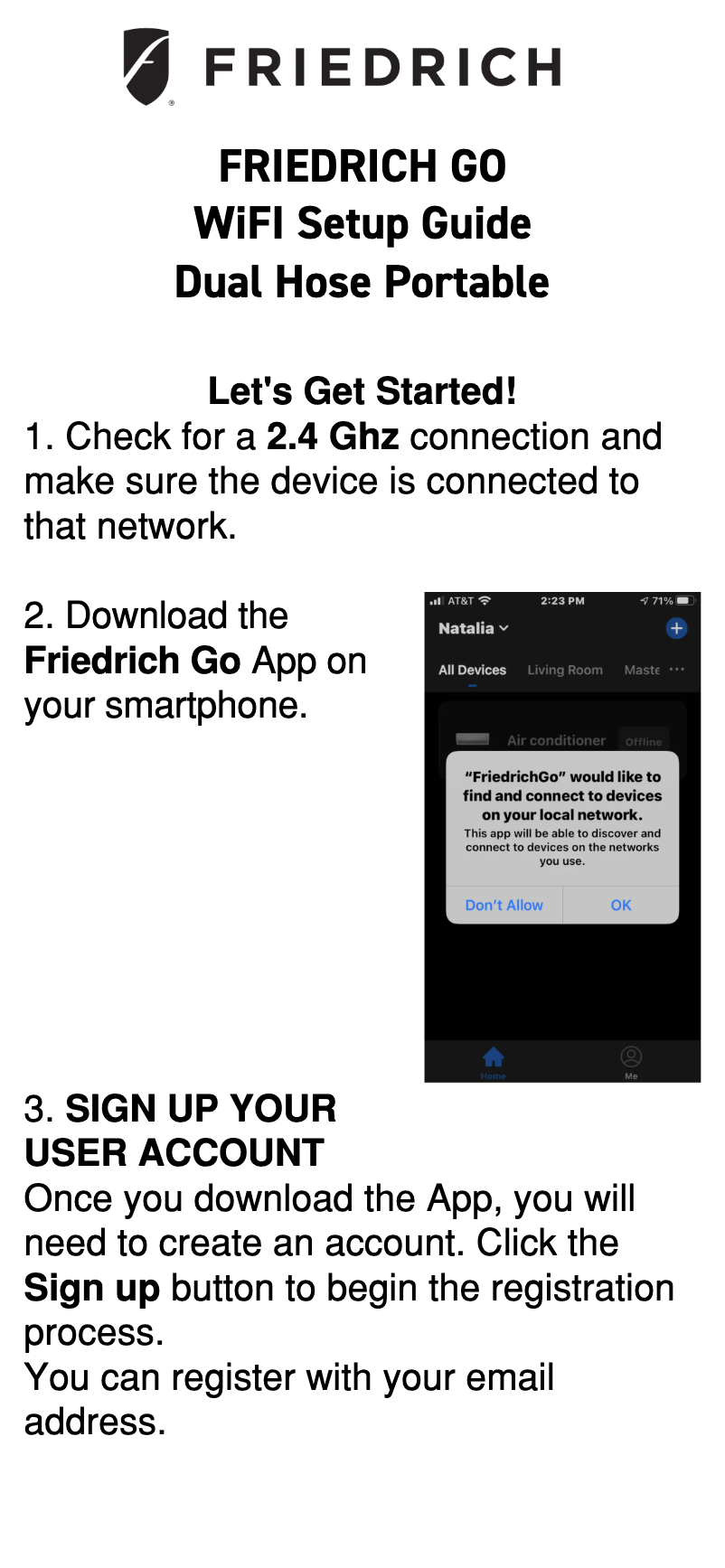 Page n°1 - Manuel utilisateur Friedrich ZoneAire ZHP14DB