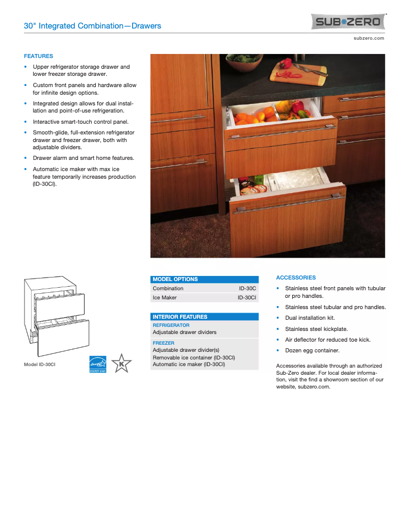 Page n°1 - Manuel utilisateur Sub-Zero ID-30C