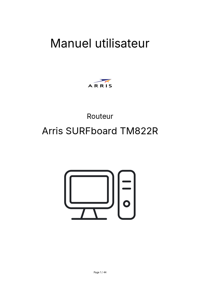 Image de la première page du manuel de l'appareil SURFboard TM822R
