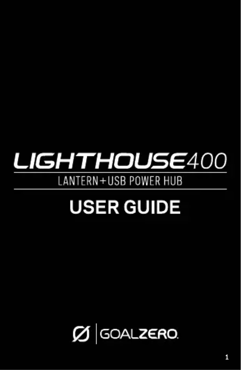 Page n°1 - Manuel utilisateur Goal Zero Lighthouse 400