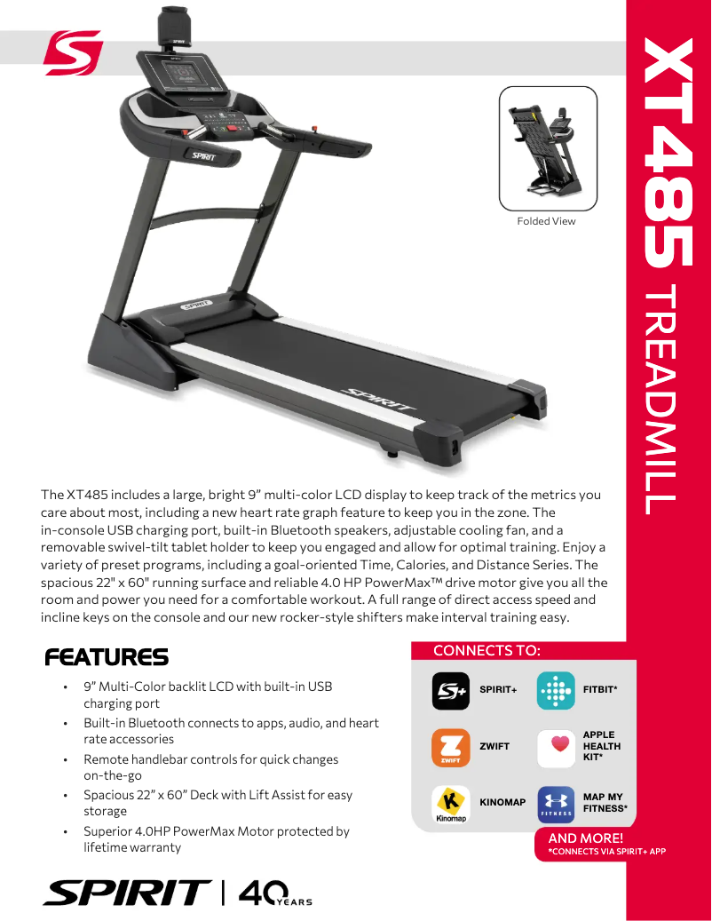 Page n°1 - Fiche technique Spirit Fitness XT485