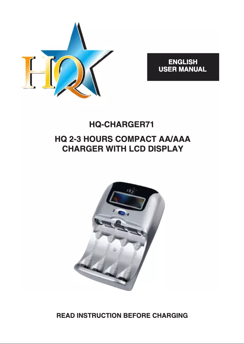 Page 1 of the manual User Manual HQ CHARGER71