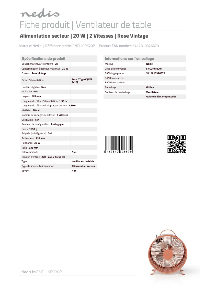 Image de la première page du manuel de l'appareil FNCL10PK20P