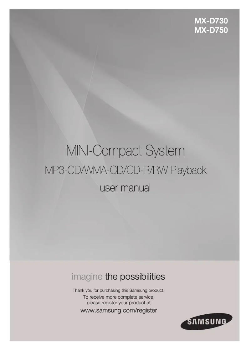 Page 1 de la notice Manuel utilisateur Samsung MX-D750