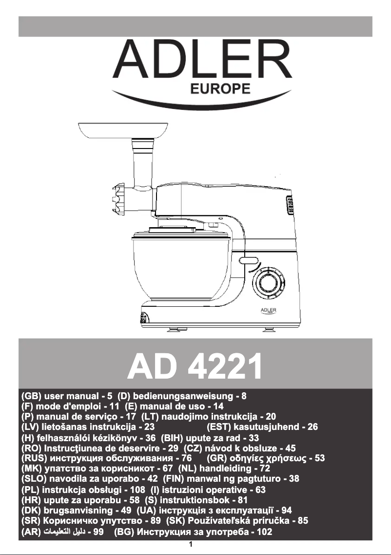 Page n°1 - Manuel utilisateur Adler AD 4221