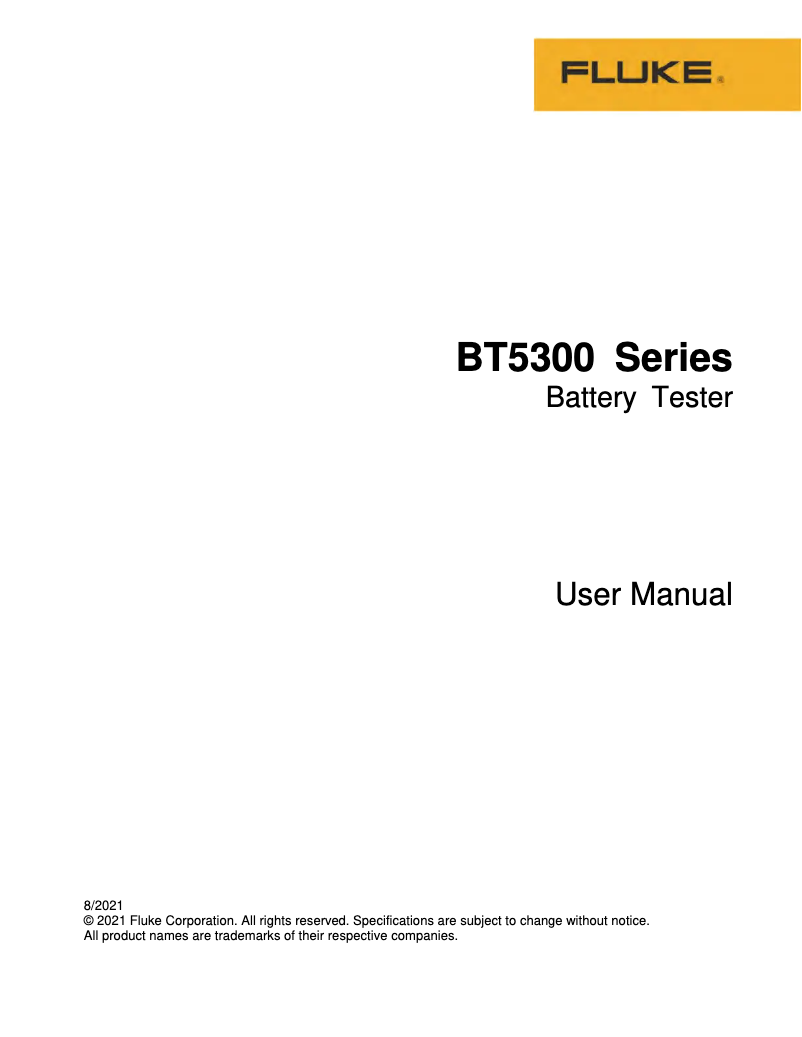 Page n°1 - Manuel utilisateur Fluke BT5300