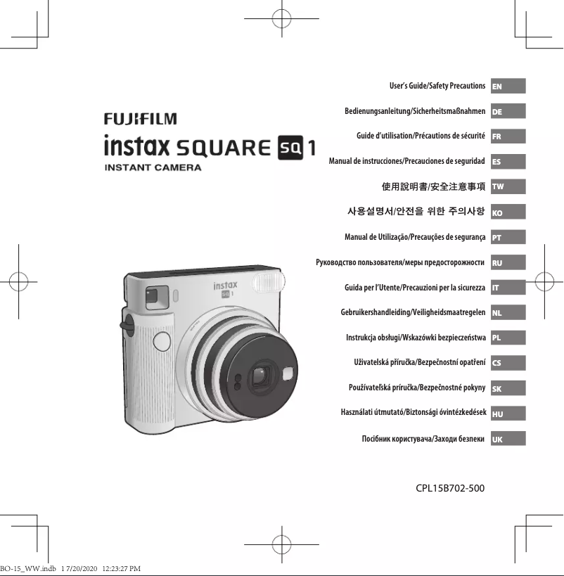 Page 1 de la notice Manuel utilisateur Fujifilm Instax Square SQ1