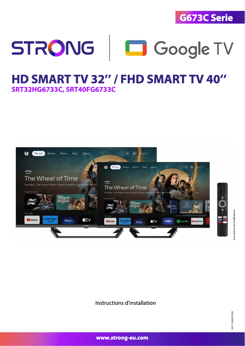 Page 1 de la notice Manuel utilisateur Strong SRT 32HG6733C