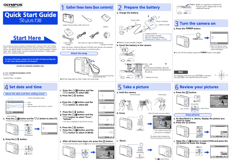 Image de la première page du manuel de l'appareil Stylus 730