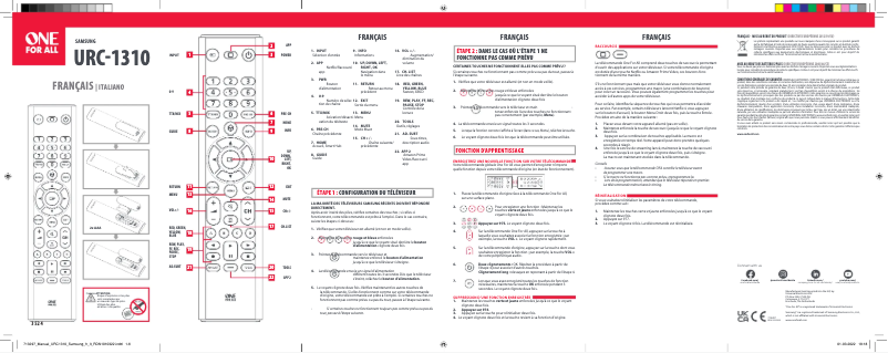 Page n°1 - Manuel utilisateur One for all URC 1310