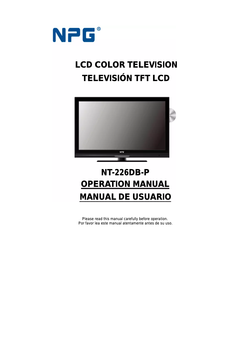 Page n°1 - Manuel utilisateur NPG 30E37TVNT226DVB