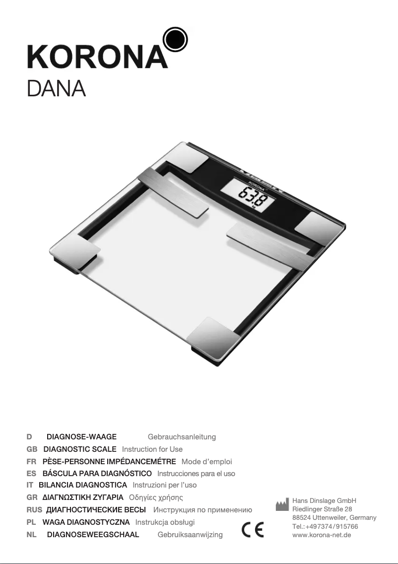 Page 1 de la notice Manuel utilisateur Korona Dana